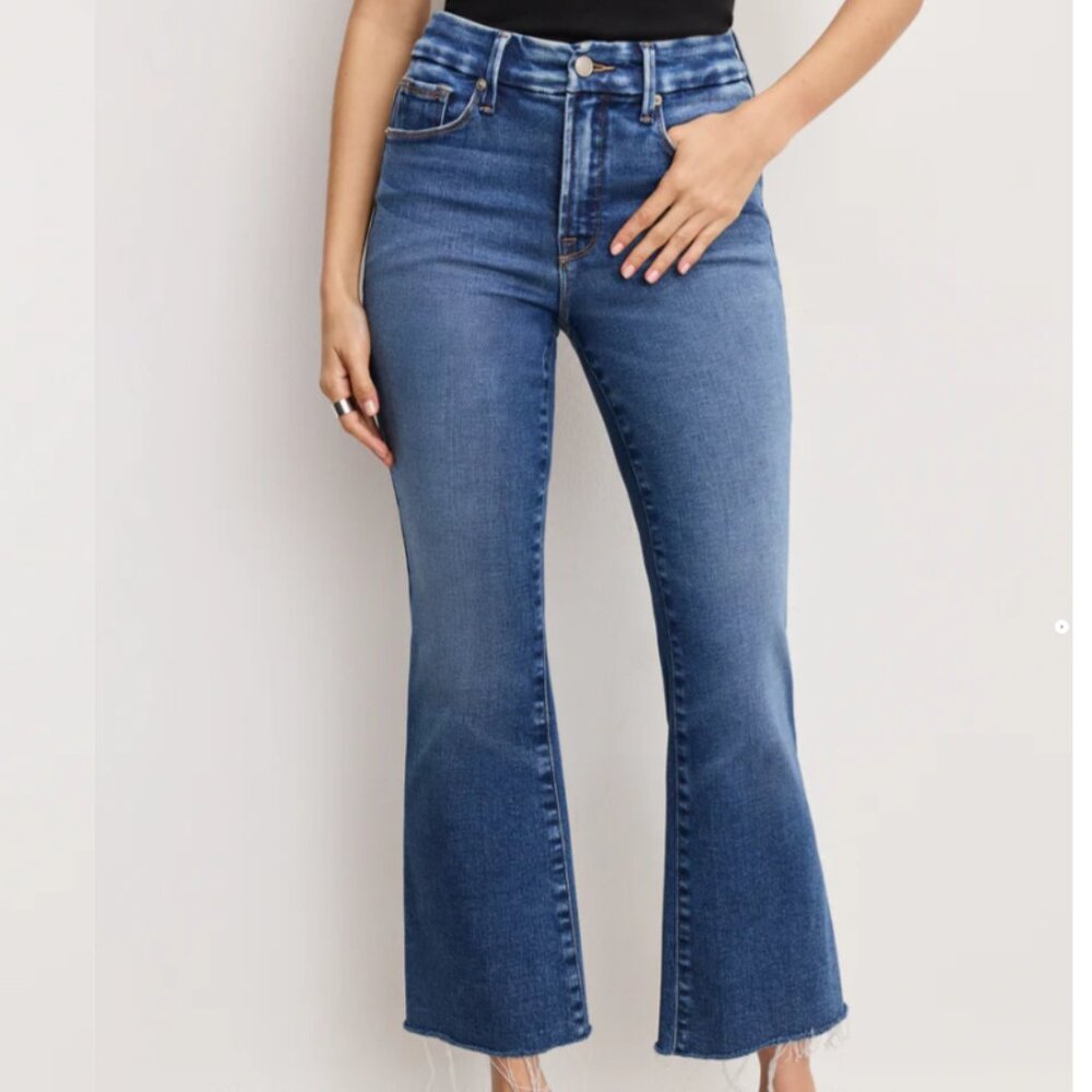 Good American - Soft Tech Good Legs Cropped Mini Boot Jeans Sz 15